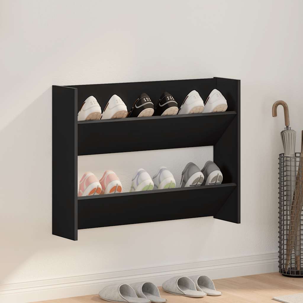 Wand-Schuhschrank Schwarz 80x18x60 cm Holzwerkstoff