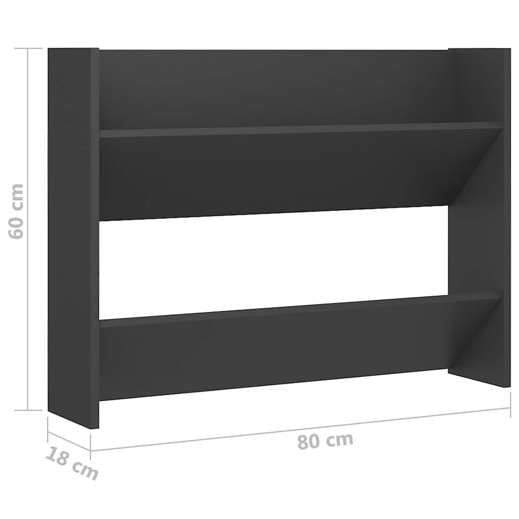 Wand-Schuhschrank Grau 80x18x60 cm Holzwerkstoff