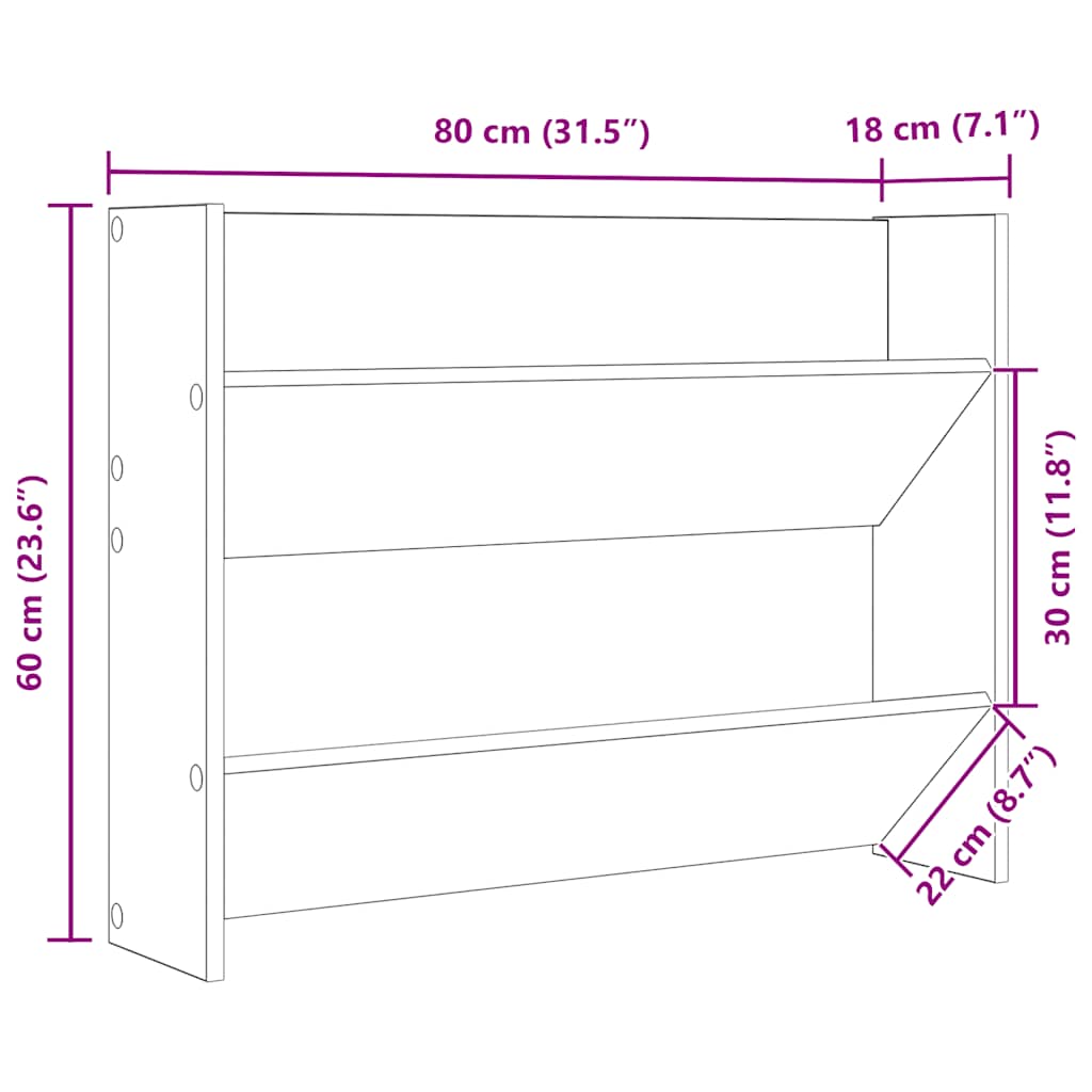 Wand-Schuhschrank Betongrau 80x18x60 cm Holzwerkstoff