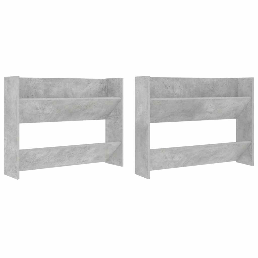 Wand-Schuhschränke 2 Stk. Betongrau 80x18x60 cm Holzwerkstoff
