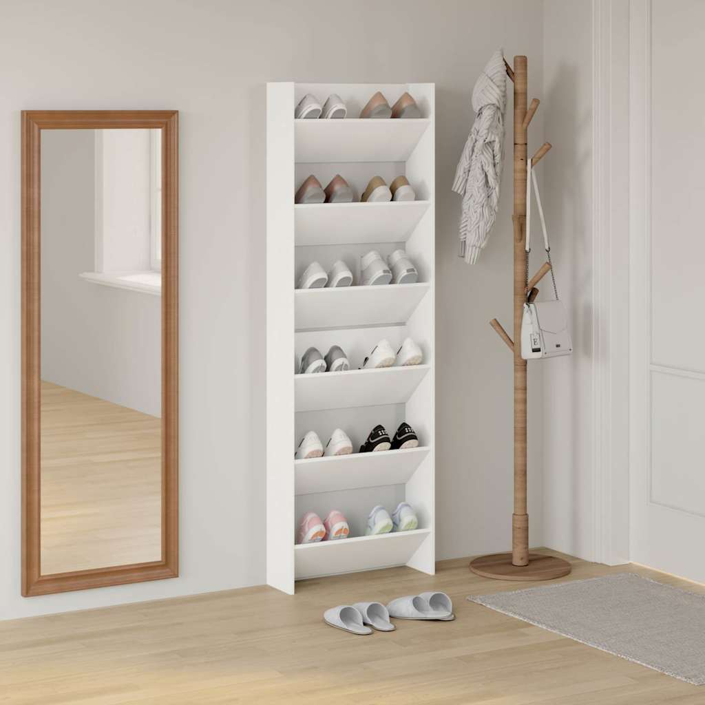 Wand-Schuhschränke 2 Stk. Weiß 60x18x90 cm Holzwerkstoff
