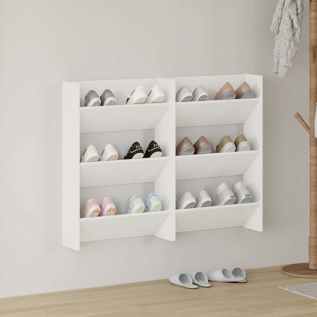 Wand-Schuhschränke 2 Stk. Weiß 60x18x90 cm Holzwerkstoff