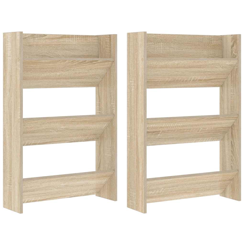 Wand-Schuhschränke 2 Stk. Sonoma-Eiche 60x18x90cm Holzwerkstoff