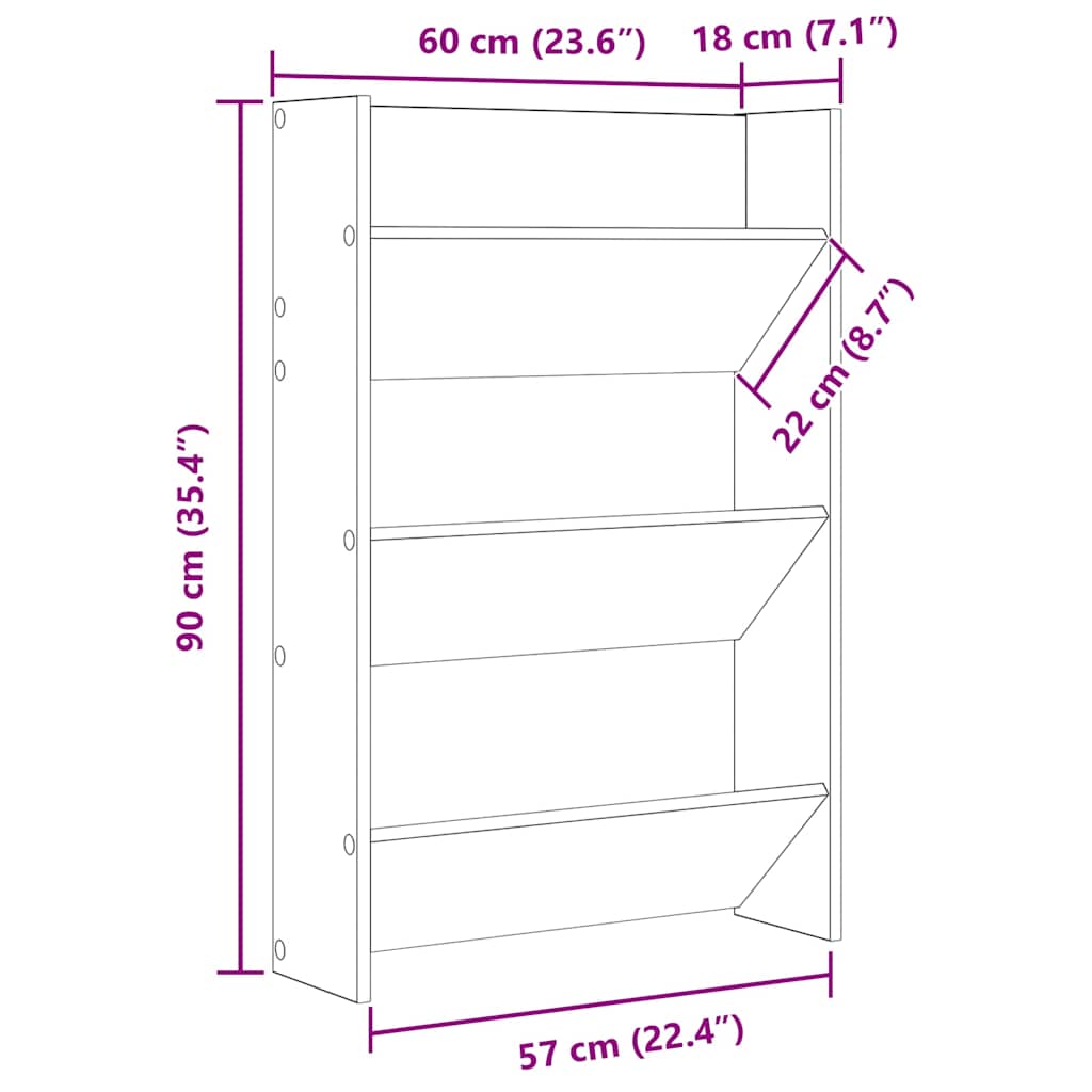 Wand-Schuhschrank Betongrau 60x18x90 cm Holzwerkstoff