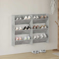 Wand-Schuhschränke 2 Stk. Betongrau 60x18x90 cm Holzwerkstoff