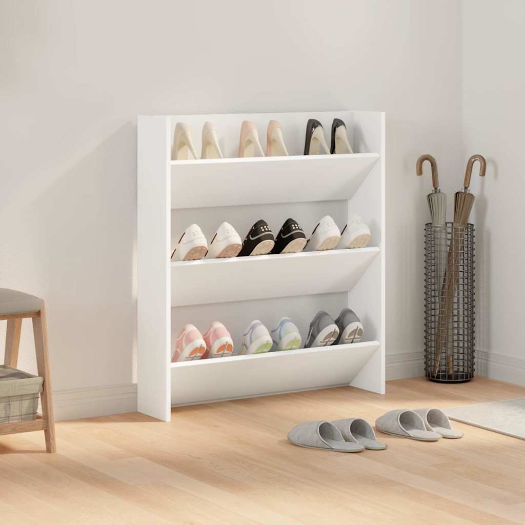 Wand-Schuhschrank Weiß 80x18x90 cm Holzwerkstoff