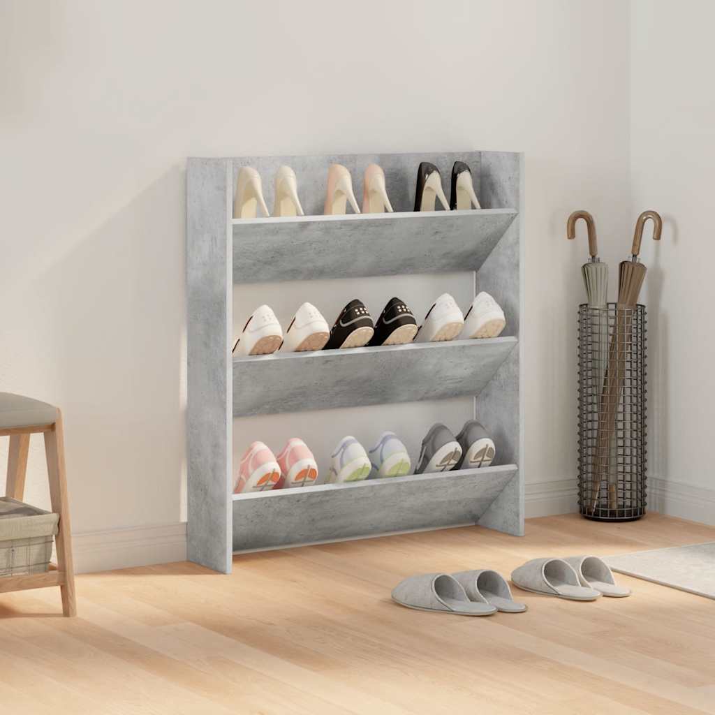 Wand-Schuhschrank Betongrau 80x18x90 cm Holzwerkstoff