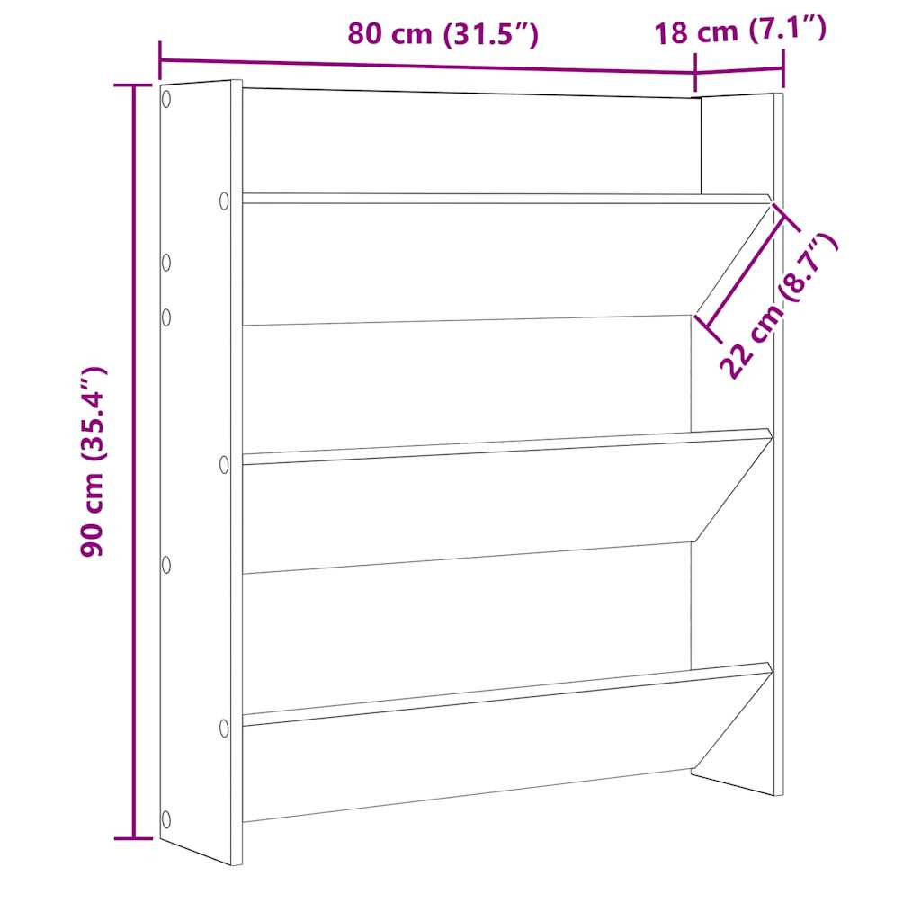 Wand-Schuhschrank Betongrau 80x18x90 cm Holzwerkstoff