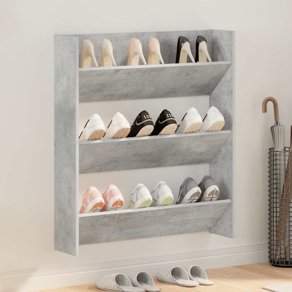 Wand-Schuhschrank Betongrau 80x18x90 cm Holzwerkstoff