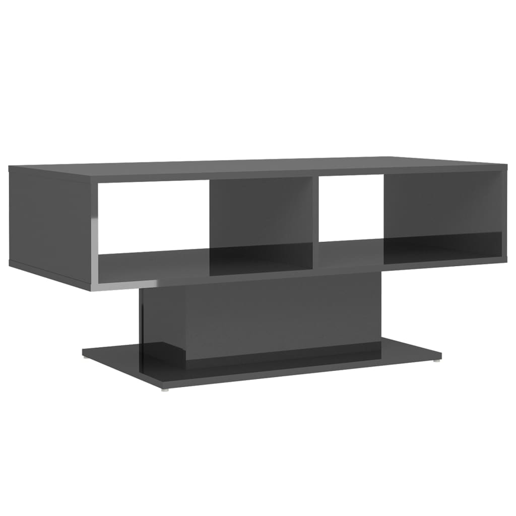 Couchtisch Hochglanz-Grau 103,5x50x44,5 cm Holzwerkstoff