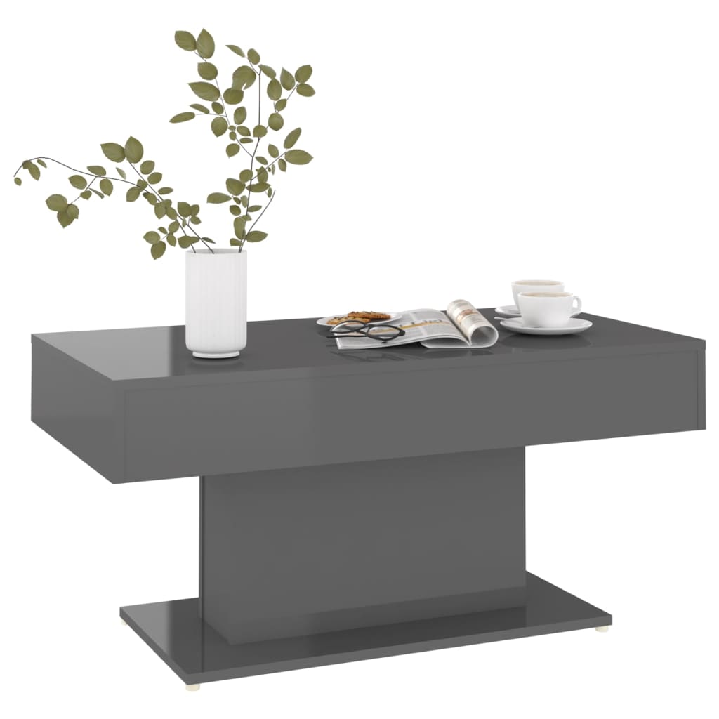 Couchtisch Hochglanz-Grau 96x50x45 cm Holzwerkstoff