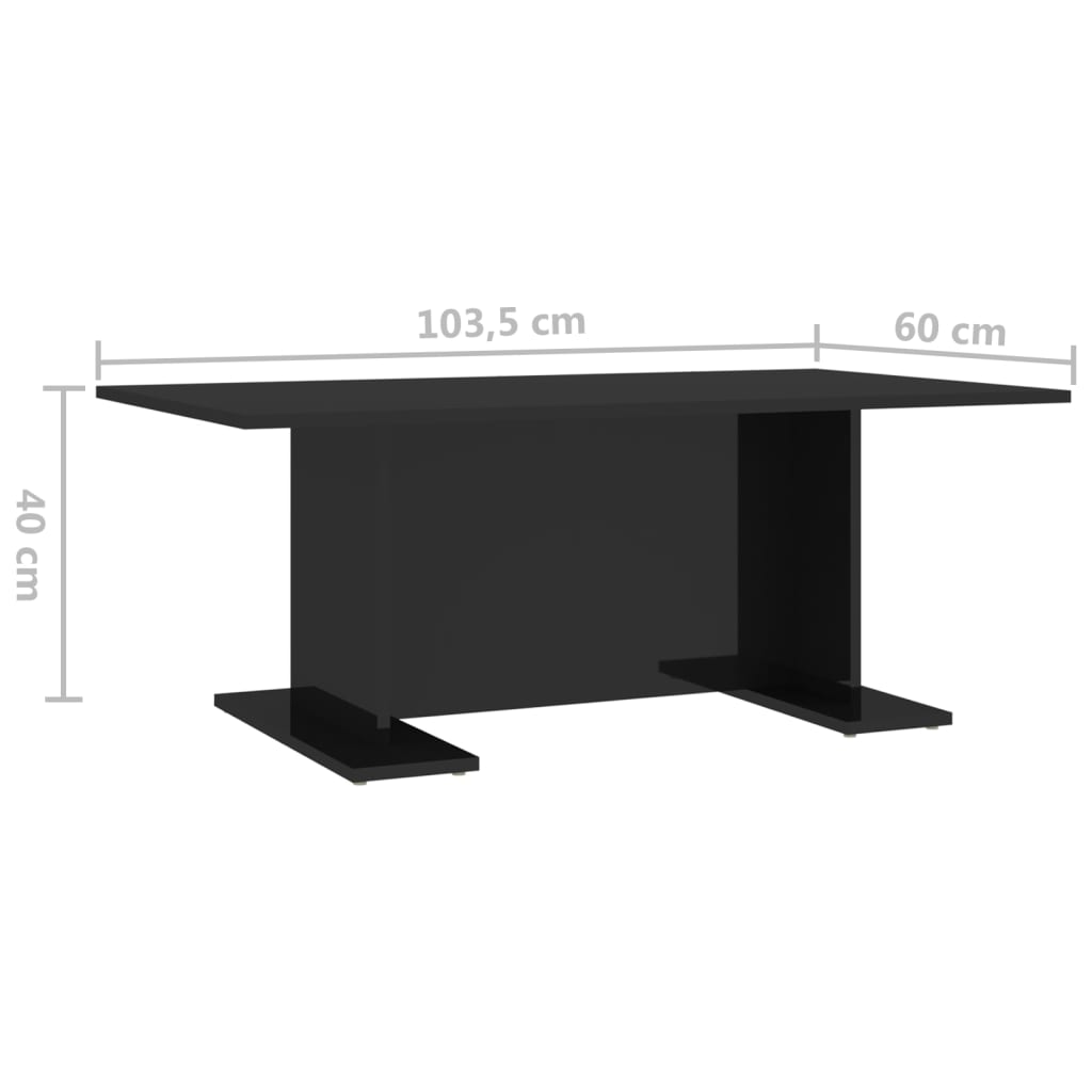 Couchtisch Hochglanz-Schwarz 103,5x60x40 cm Holzwerkstoff