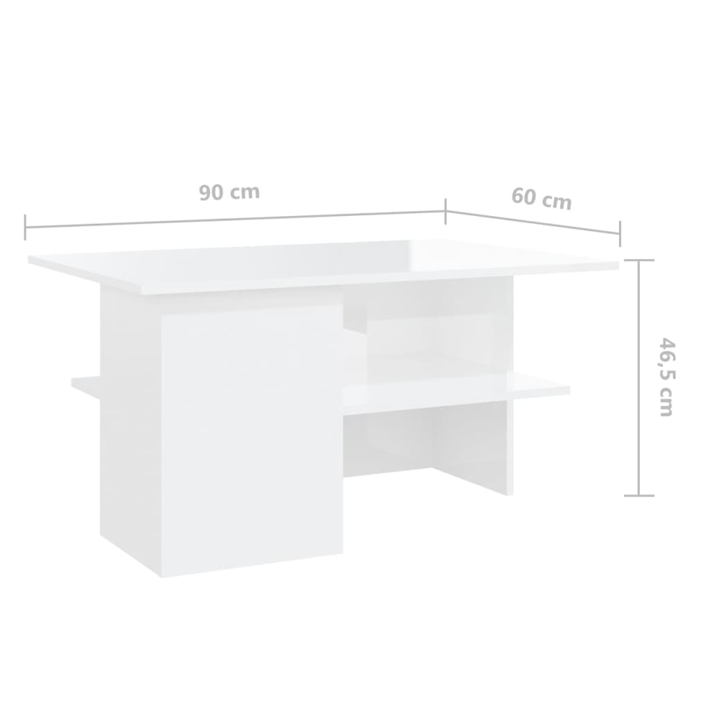 Couchtisch Hochglanz-Weiß 90x60x46,5 cm Holzwerkstoff