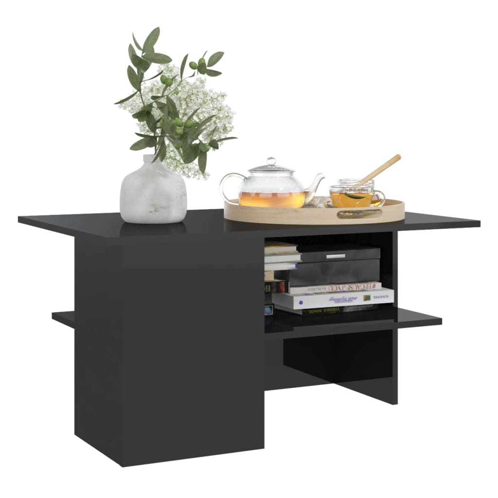 Couchtisch Hochglanz-Schwarz 90x60x46,5 cm Holzwerkstoff