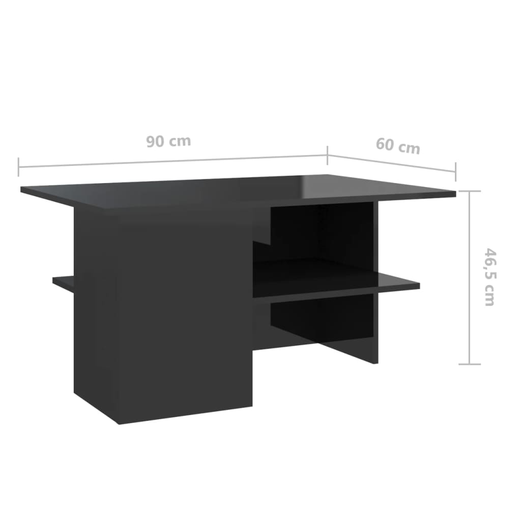 Couchtisch Hochglanz-Schwarz 90x60x46,5 cm Holzwerkstoff