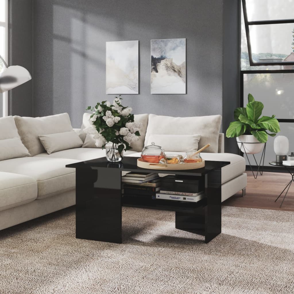 Couchtisch Hochglanz-Schwarz 90x60x46,5 cm Holzwerkstoff