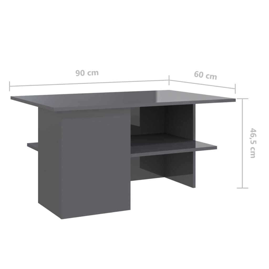 Couchtisch Hochglanz-Grau 90x60x46,5 cm Holzwerkstoff