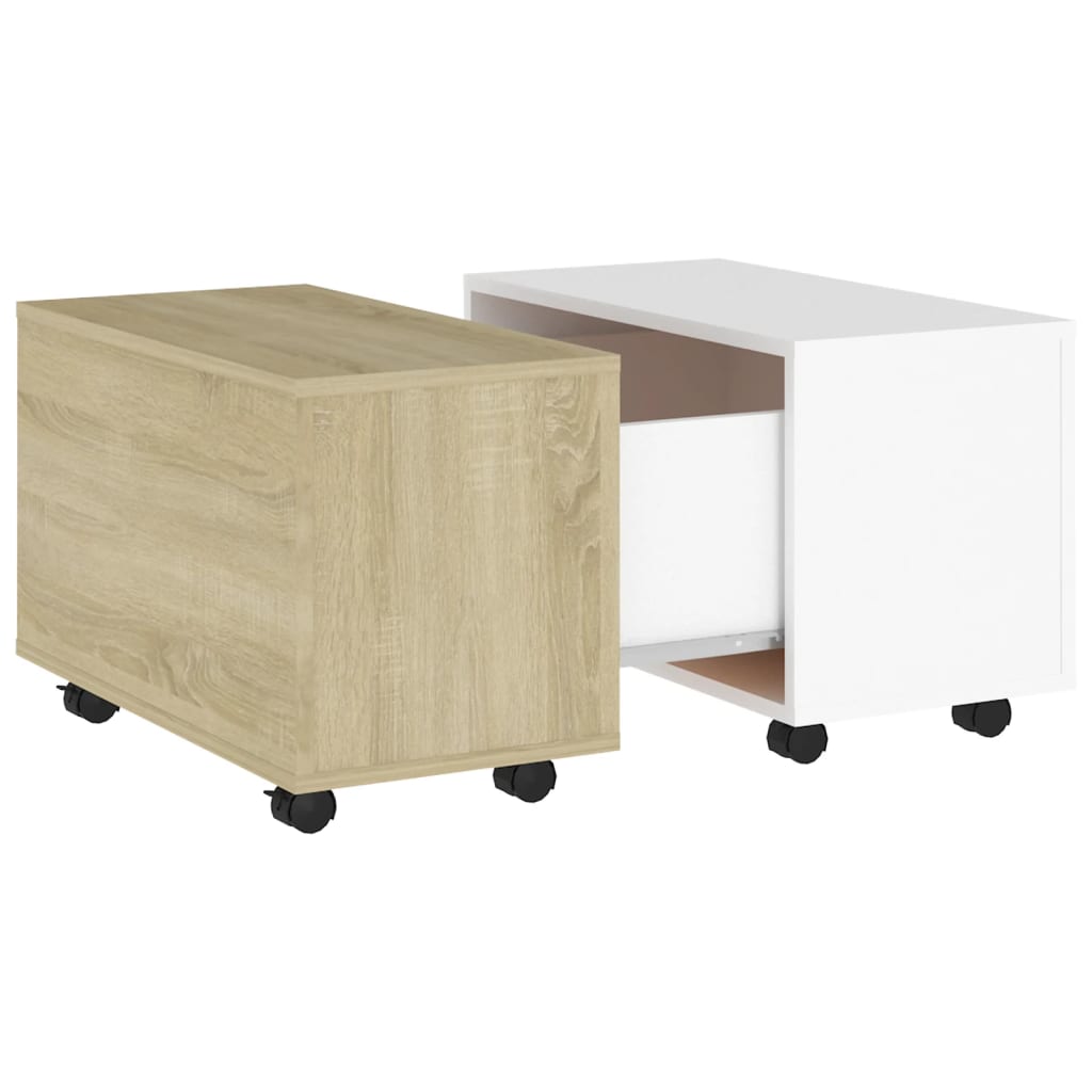Couchtisch Weiß und Sonoma-Eiche 60x60x38 cm Holzwerkstoff