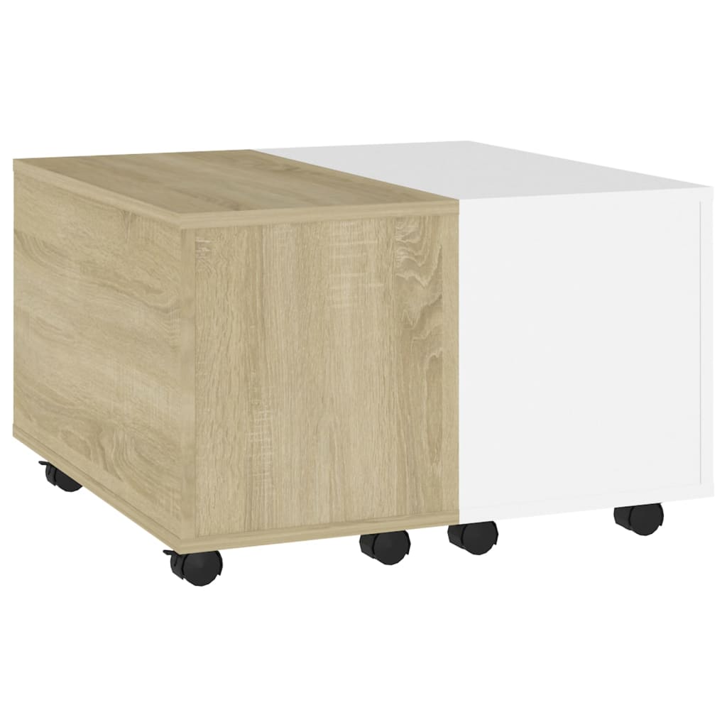 Couchtisch Weiß und Sonoma-Eiche 60x60x38 cm Holzwerkstoff