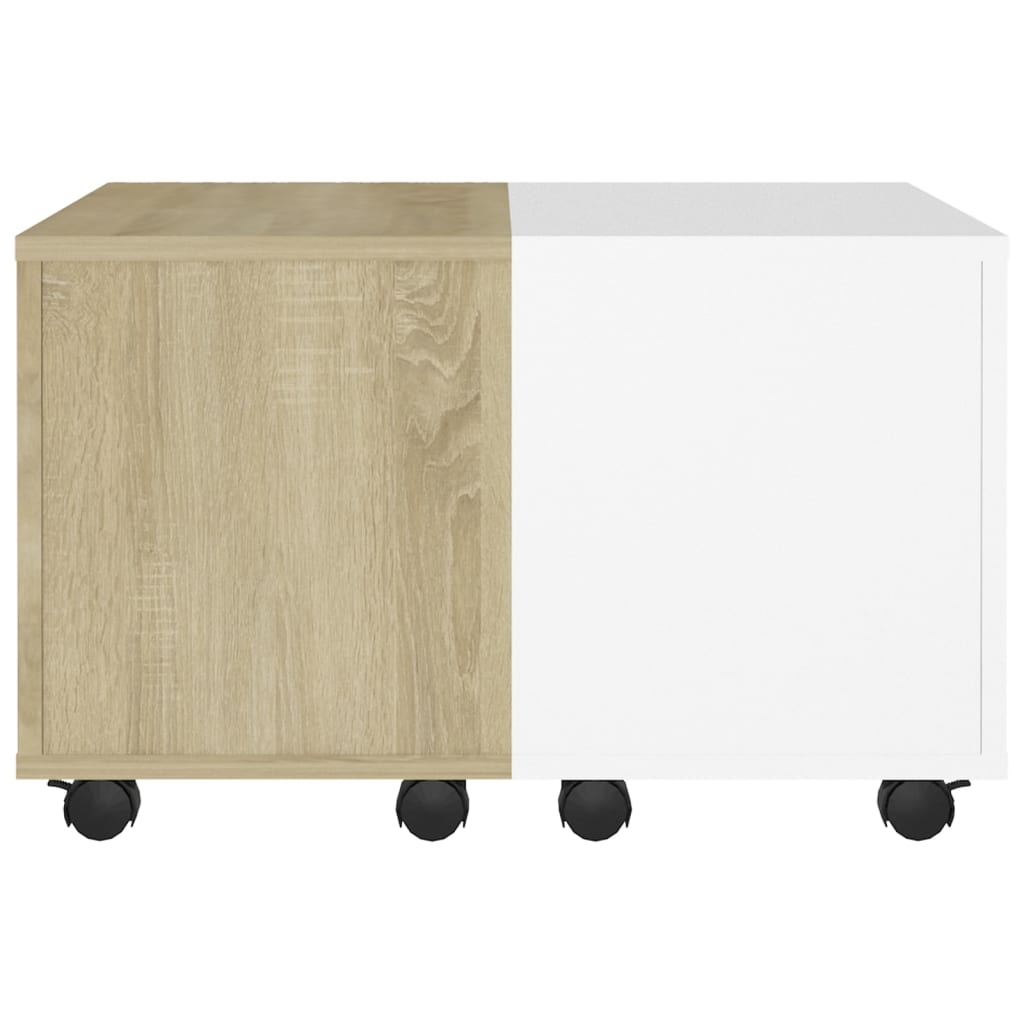 Couchtisch Weiß und Sonoma-Eiche 60x60x38 cm Holzwerkstoff