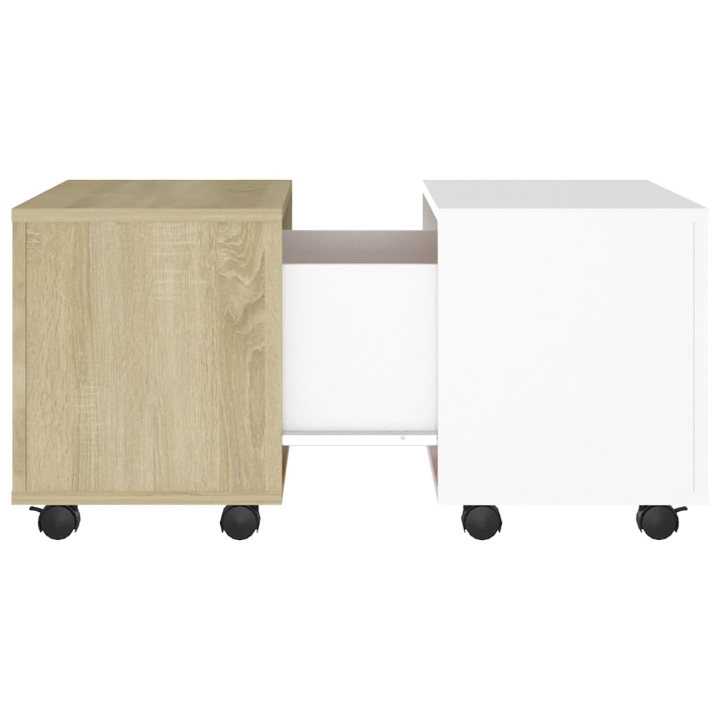 Couchtisch Weiß und Sonoma-Eiche 60x60x38 cm Holzwerkstoff