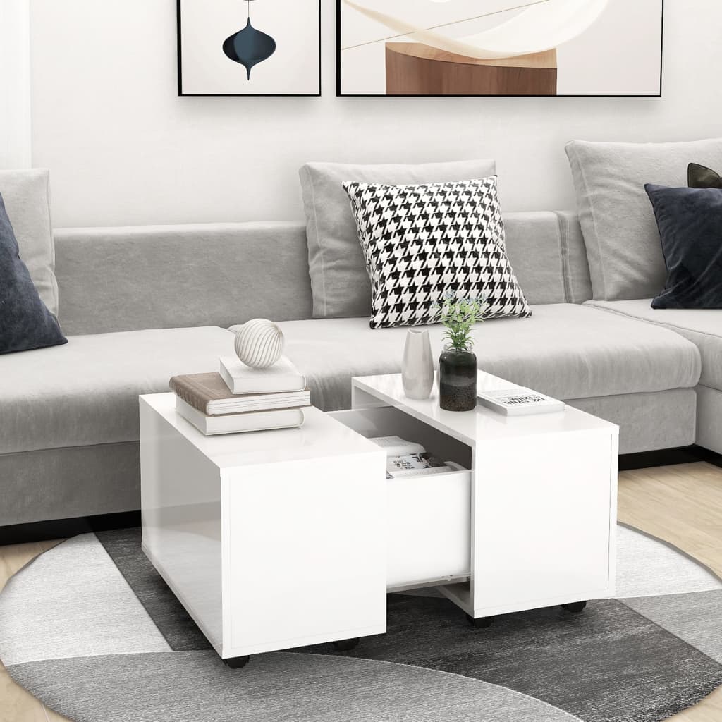 Couchtisch Hochglanz-Weiß 60x60x38 cm Holzwerkstoff