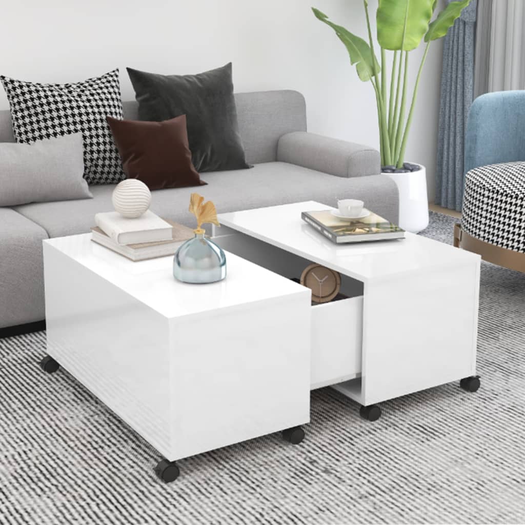 Couchtisch Hochglanz-Weiß 75x75x38 cm Holzwerkstoff