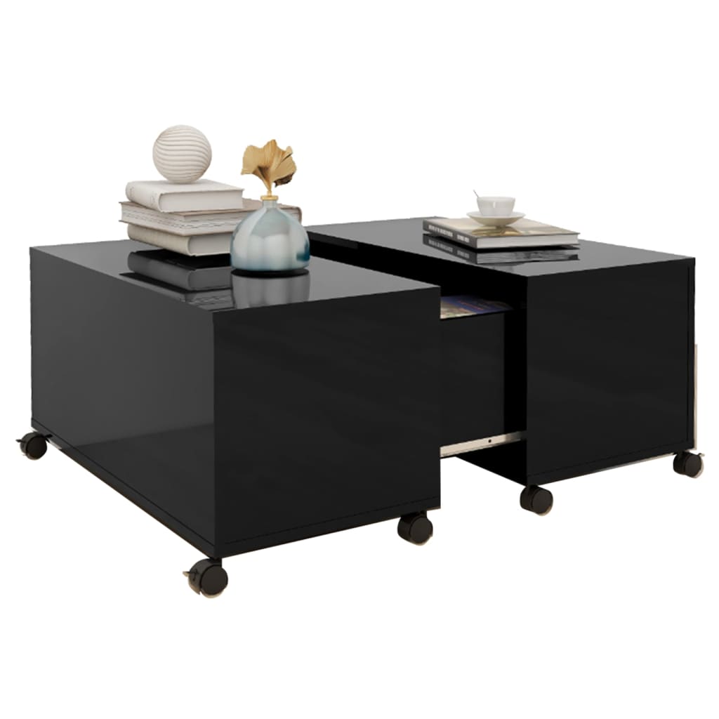 Couchtisch Hochglanz-Schwarz 75x75x38 cm Holzwerkstoff