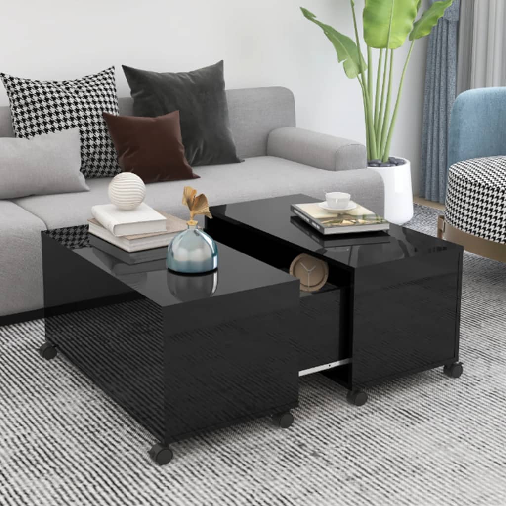 Couchtisch Hochglanz-Schwarz 75x75x38 cm Holzwerkstoff