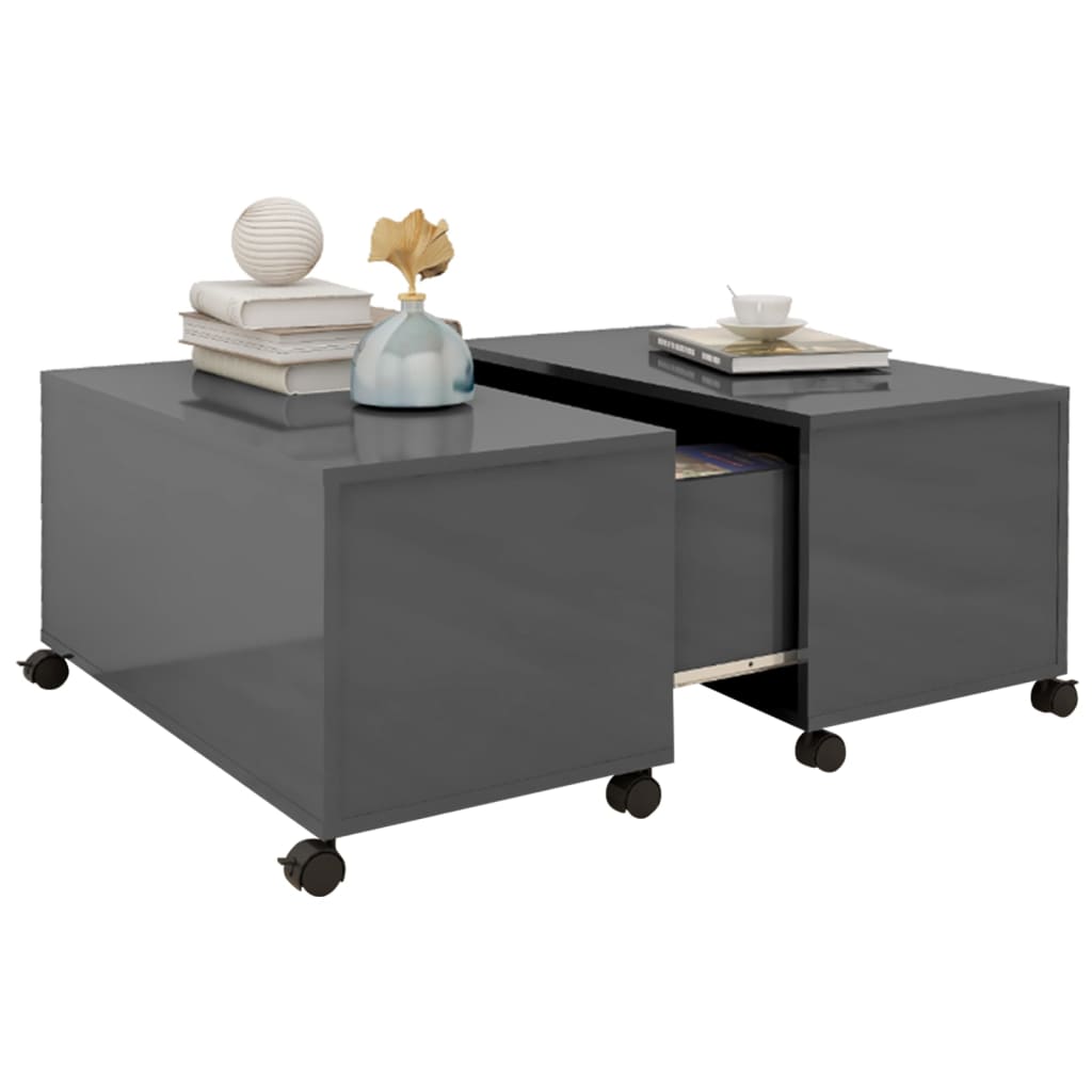 Couchtisch Hochglanz-Grau 75x75x38 cm Holzwerkstoff