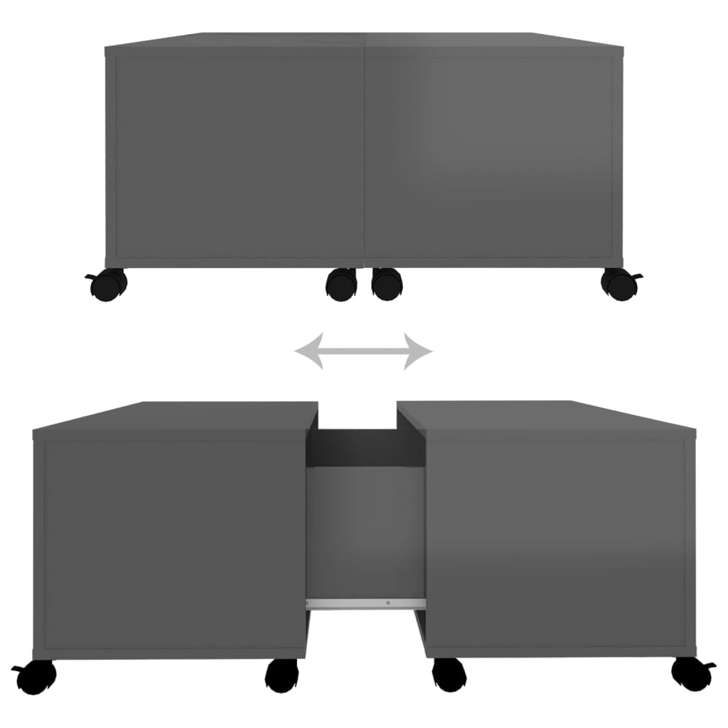 Couchtisch Hochglanz-Grau 75x75x38 cm Holzwerkstoff