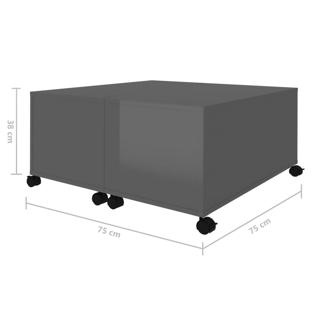 Couchtisch Hochglanz-Grau 75x75x38 cm Holzwerkstoff