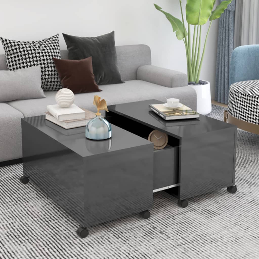 Couchtisch Hochglanz-Grau 75x75x38 cm Holzwerkstoff