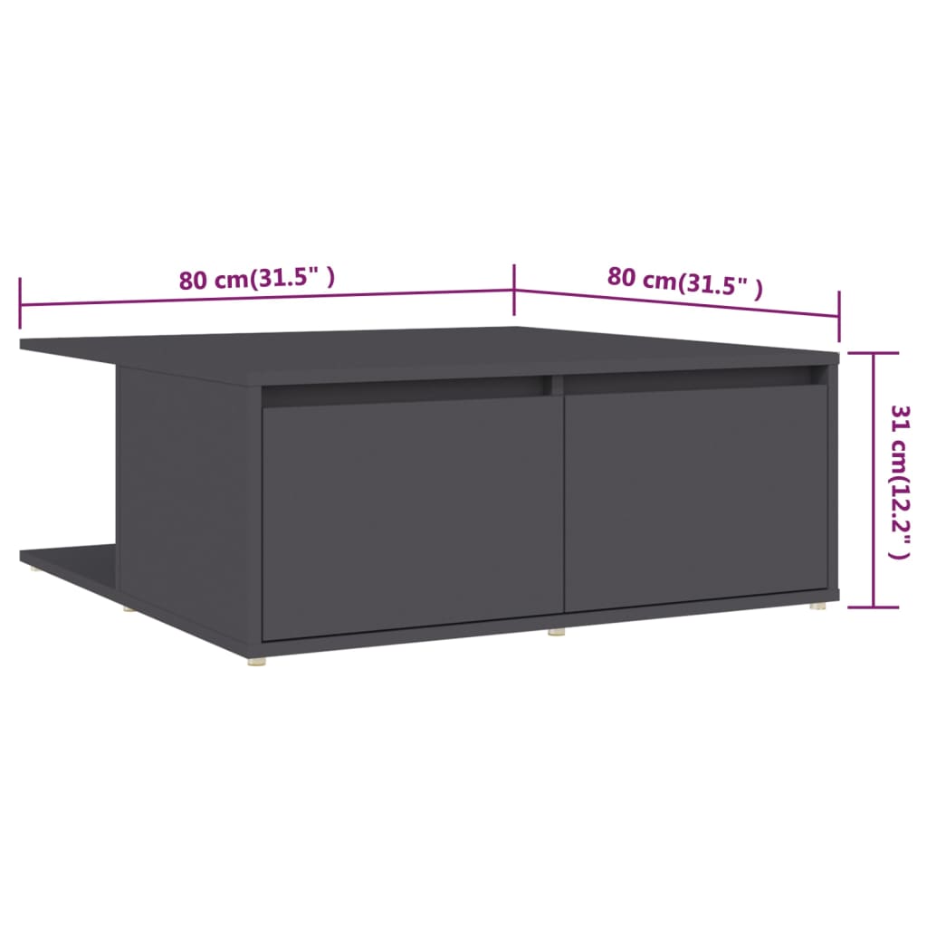 Couchtisch Grau 80x80x31 cm Holzwerkstoff