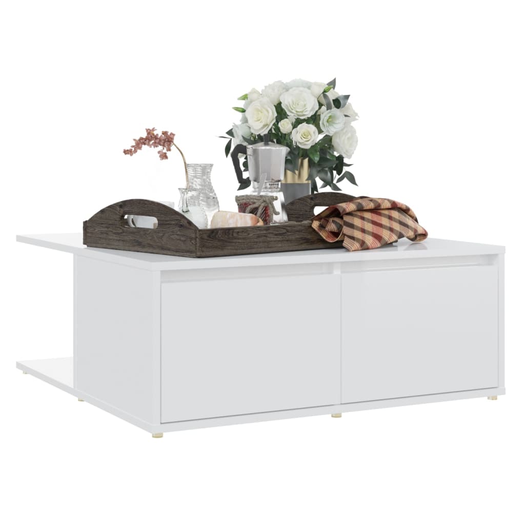 Couchtisch Hochglanz-Weiß 80x80x31 cm Holzwerkstoff