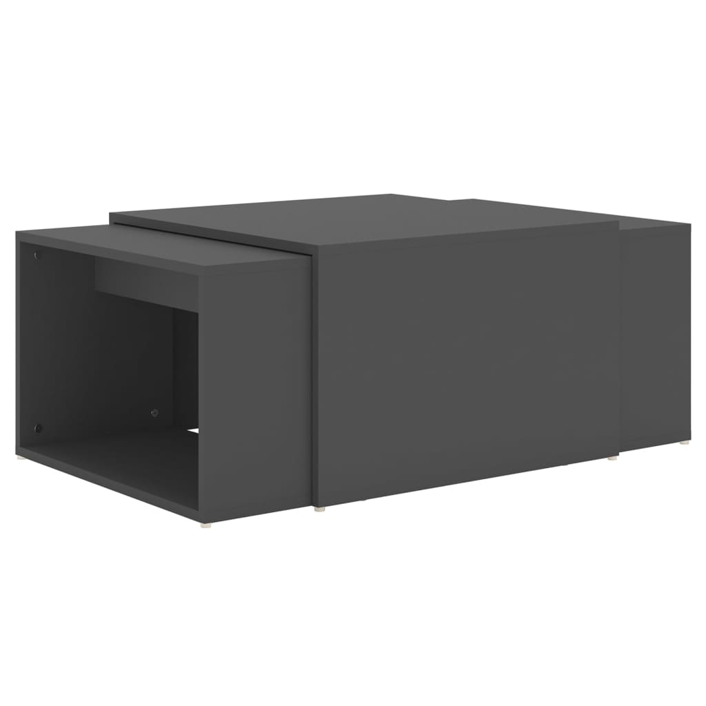3-tlg. Satztisch-Set Grau 60x60x38 cm Holzwerkstoff