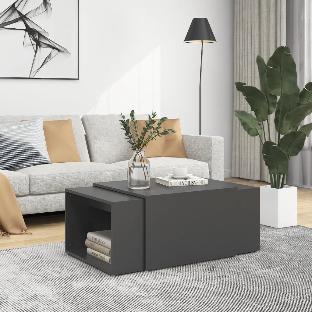3-tlg. Satztisch-Set Grau 60x60x38 cm Holzwerkstoff