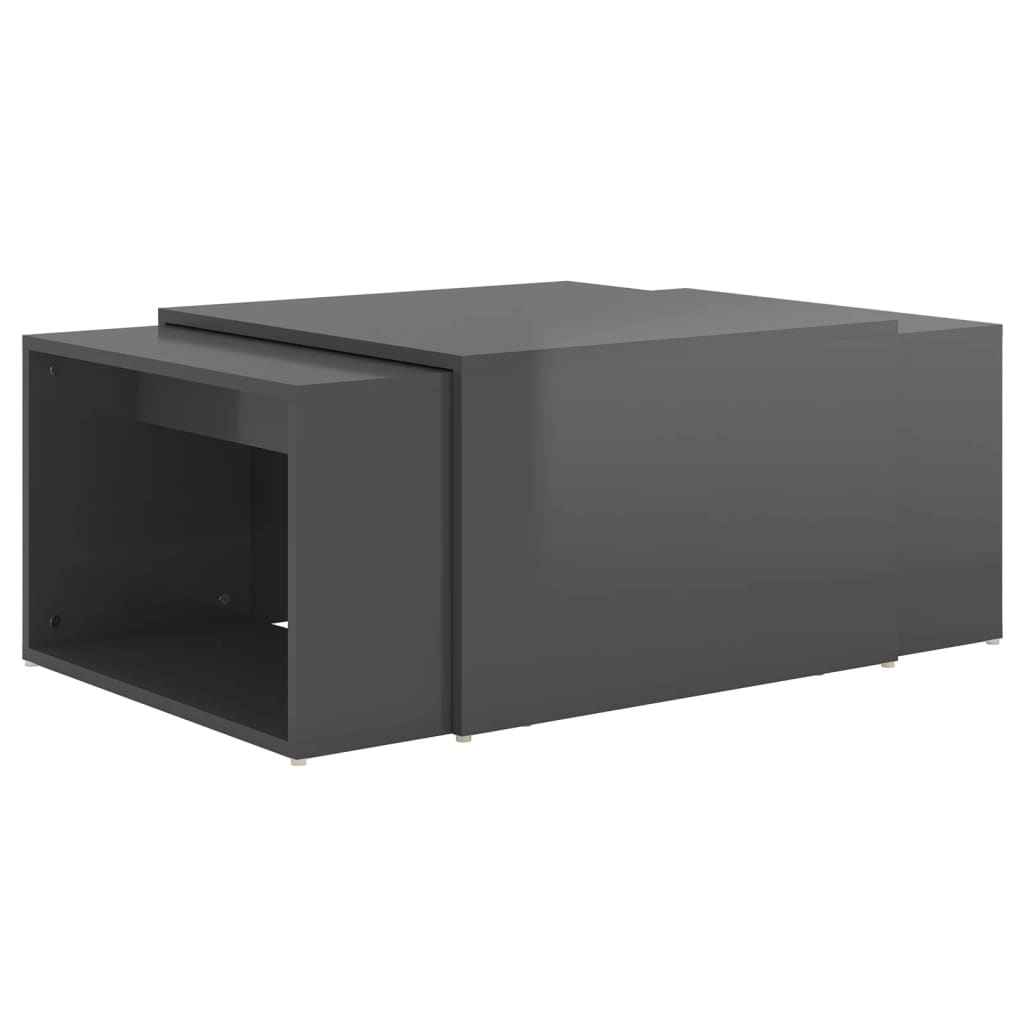 3-tlg. Satztisch-Set Hochglanz-Grau 60x60x38 cm
