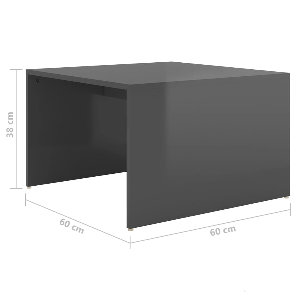 3-tlg. Satztisch-Set Hochglanz-Grau 60x60x38 cm