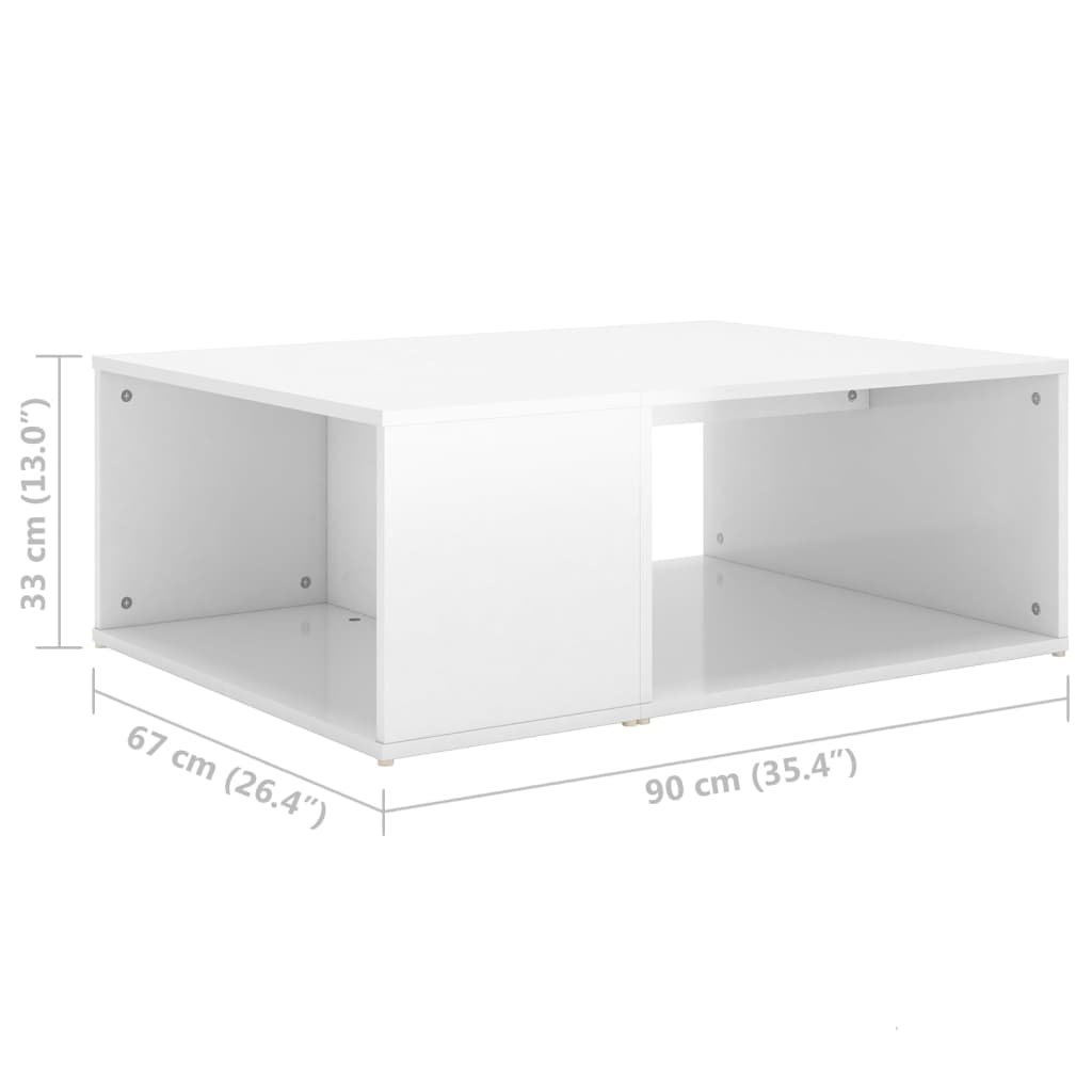 Couchtisch Hochglanz-Weiß 90x67x33 cm Holzwerkstoff