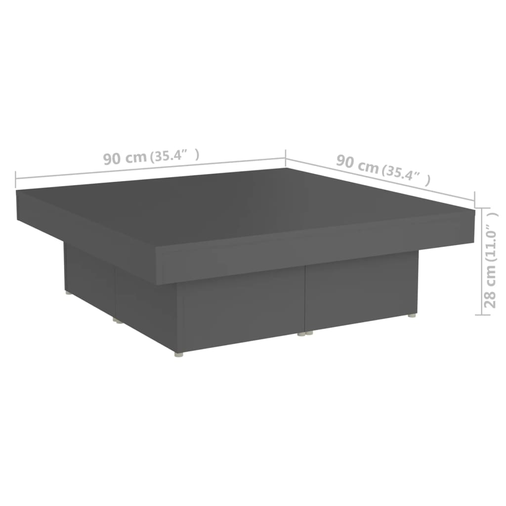 Couchtisch Grau 90x90x28 cm Holzwerkstoff