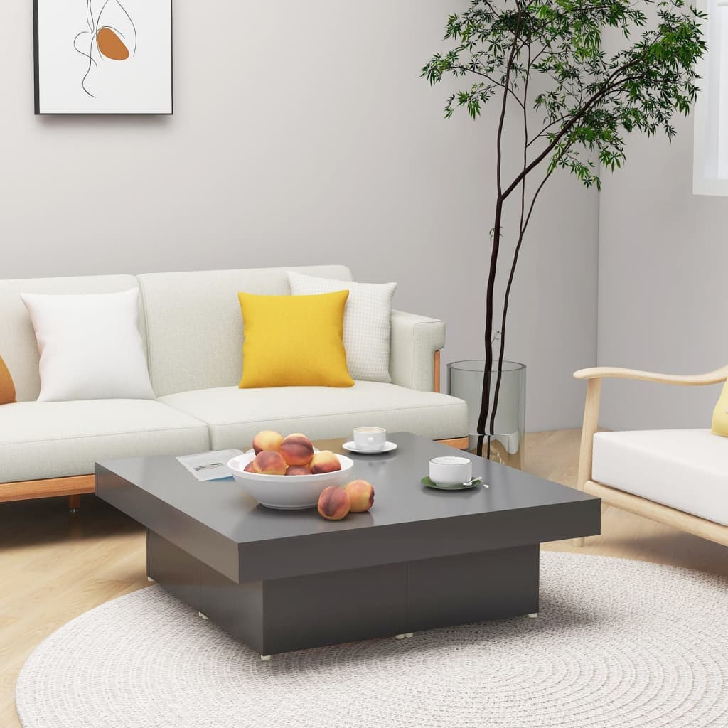 Couchtisch Grau 90x90x28 cm Holzwerkstoff