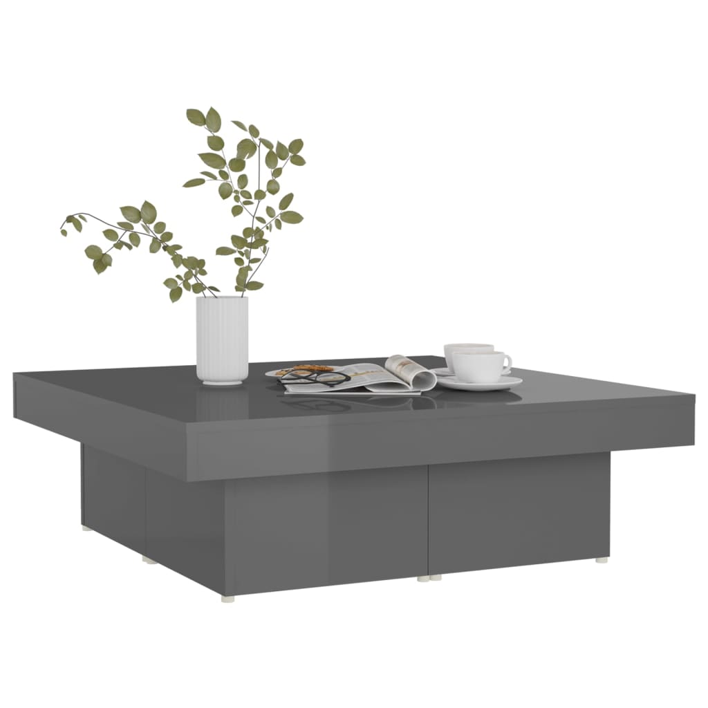 Couchtisch Hochglanz-Grau 90x90x28 cm Holzwerkstoff