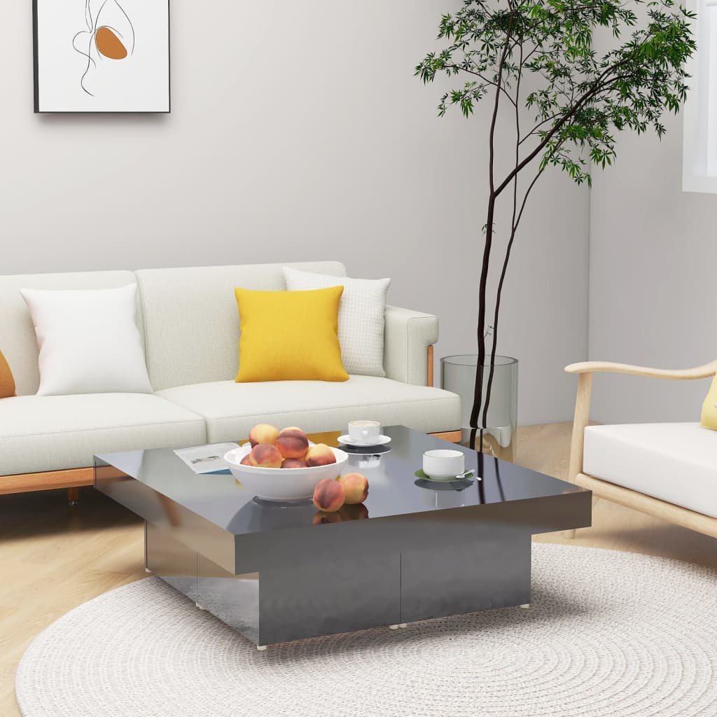 Couchtisch Hochglanz-Grau 90x90x28 cm Holzwerkstoff
