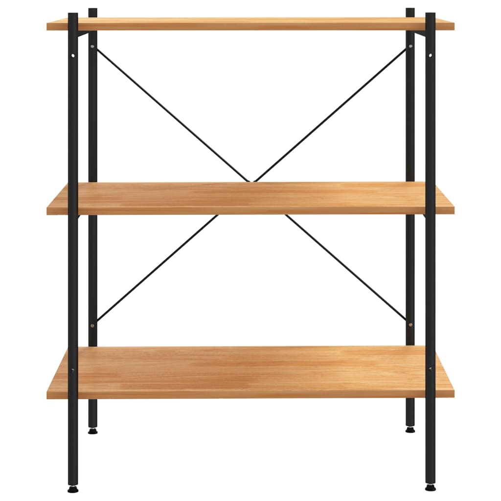 3-stöckiges Regal Schwarz und Eiche 80 x 40 x 92 cm