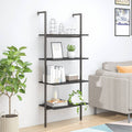 Leiterregal mit 4 Böden Schwarz 64x35x152,5 cm