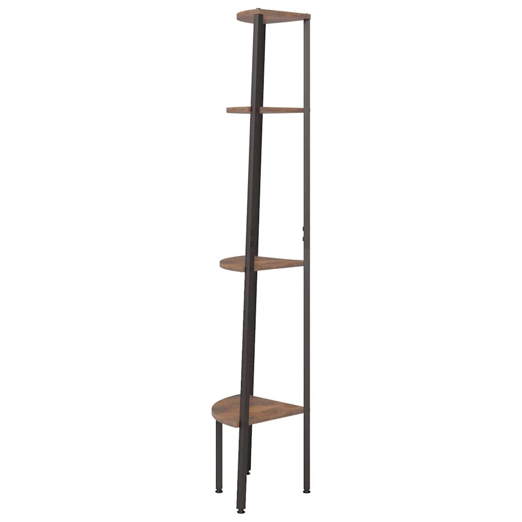 4-stöckiges Eckregal Dunkelbraun und Schwarz 45,5 x 31,5 x 150 cm