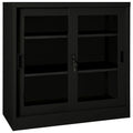 Schrank mit Schiebetür Schwarz 90x40x90 cm Stahl