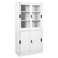 Büroschrank mit Schiebetüren Weiß 90x40x180 cm Stahl