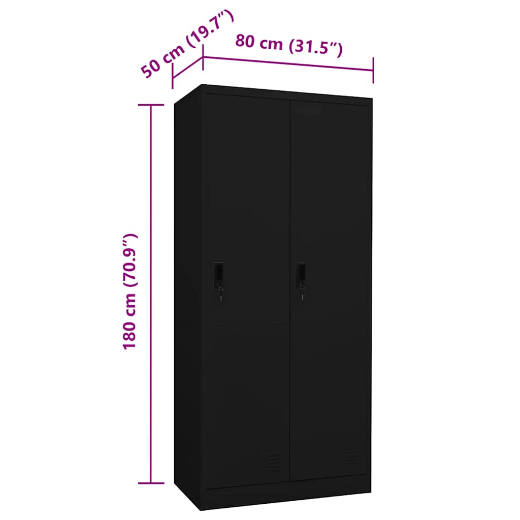 Kleiderschrank Schwarz 80x50x180 cm Stahl